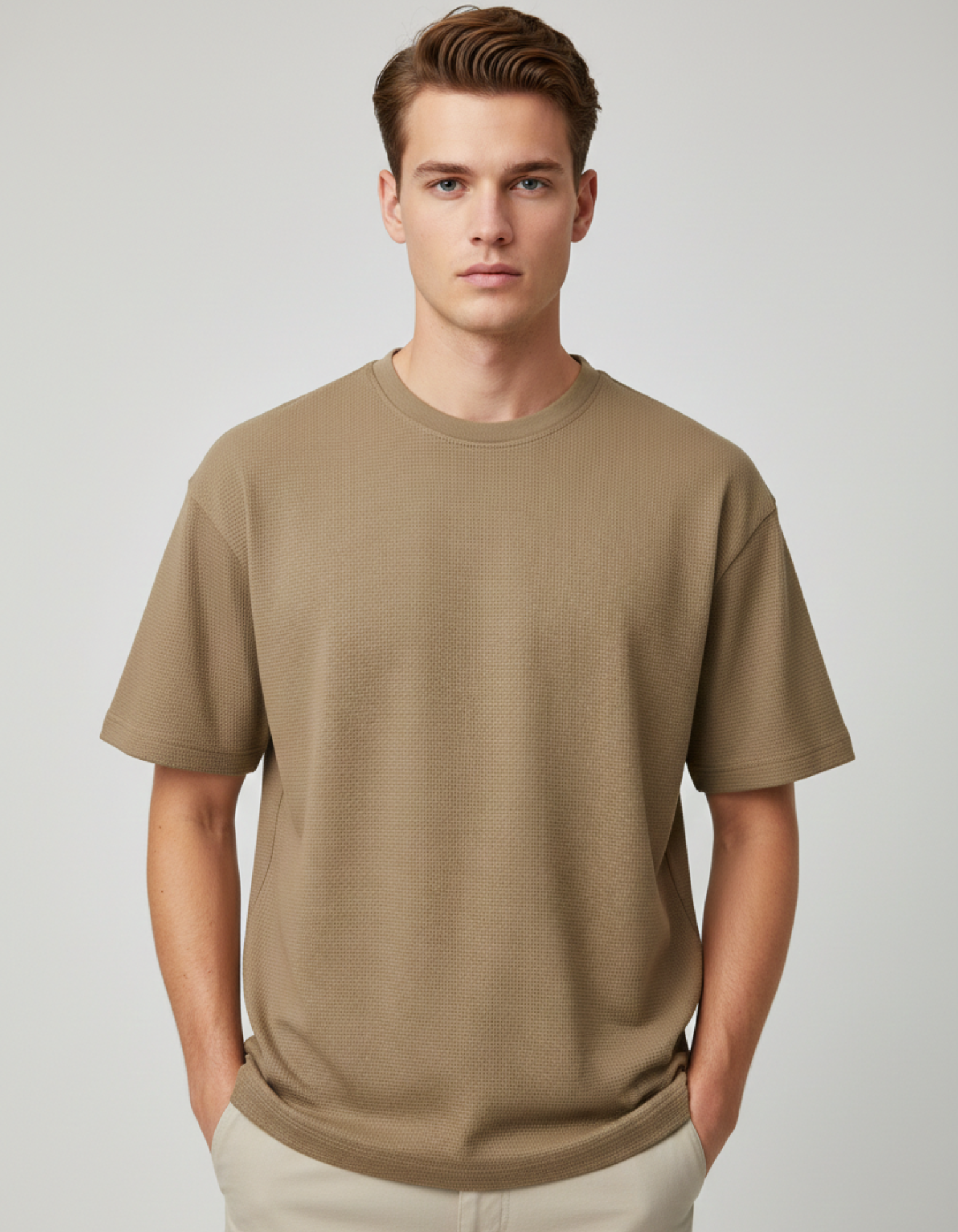 Pull&Bear Heavyweight tshirt-Dark beige